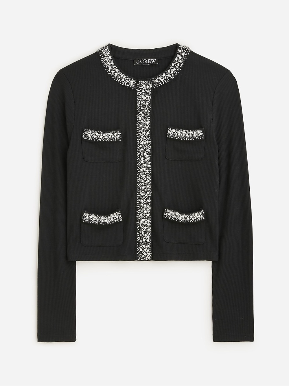 ‼️J. Crew Vintage Black rib lady jacket Cardigan with jewel trim